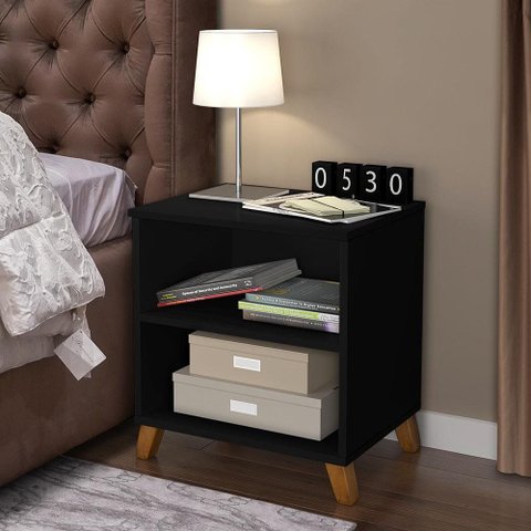 Mesa de Cabeceira 2 Nichos Preto