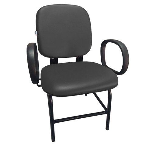 Cadeira Plus Size Com Braço Reforçada Até 170 Kg Anatômica Courvin Preta