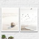 Ver imagem 1 de Kit 2 Quadros Decorativos Mar Nude 33x24cm - com vidro:Madeira preta