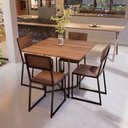 Ver imagem 1 de Conjunto Mesa de Jantar Quadrada Imbuia 4 Cadeiras Estofado Riviera Industrial Don Castro Deco