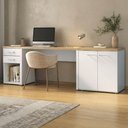 Ver imagem 2 de Mesa Escritorio 120 cm com Gaveteiro e Balcao Olmo Branco Artany