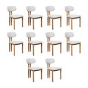 Ver imagem 1 de Kit 10 Cadeiras de Jantar Tulipa Estrutura Aço Carbono Laminado Natural com Estofado Linho Cru