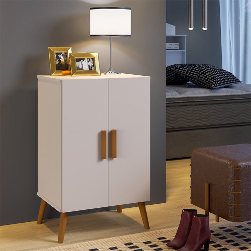 Sapateira Vertical Anne 4 Portas Canela Off White