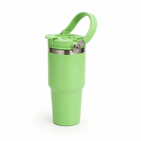 Garrafa Térmica Copo Ms-942 900ml Inox Colorida Alça e Canudo:Verde