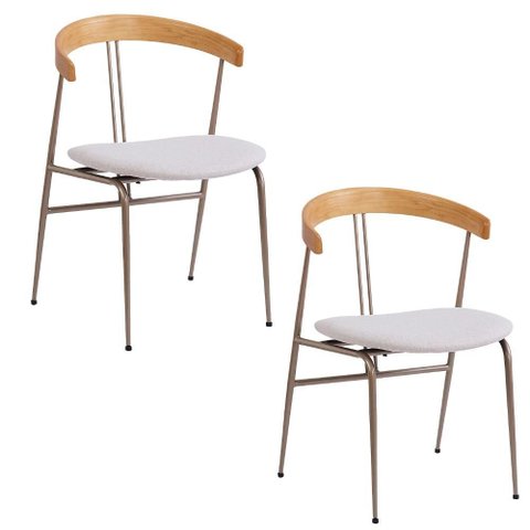 Cadeira Mesa Jantar Estofada Industrial Encosto Curvado 2 Un Cor:nude com Champagne