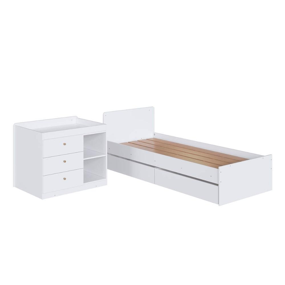 Berço Cama Multifuncional com Gavetões sem Colchão Linha Bb Branco Bb024 Completa Móveis - 7