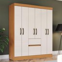 Ver imagem 1 de Guarda Roupa Solteiro Layla Pro 6 Portas 2 Gavetas MDP Cinamomo-Off White Casa 812
