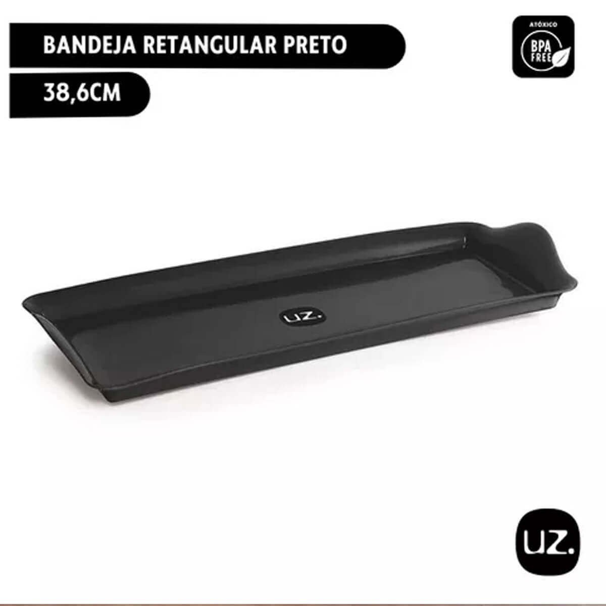 Kit 12 Bandejas Travessa Retangular 38x16cm Servir Plástico Petisqueiras Pretas Uz Utilidades - 5