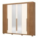 Ver imagem 3 de Guarda Roupa Casal Ambiente Norton 6 Portas Nature Off White com Espelho - Henn