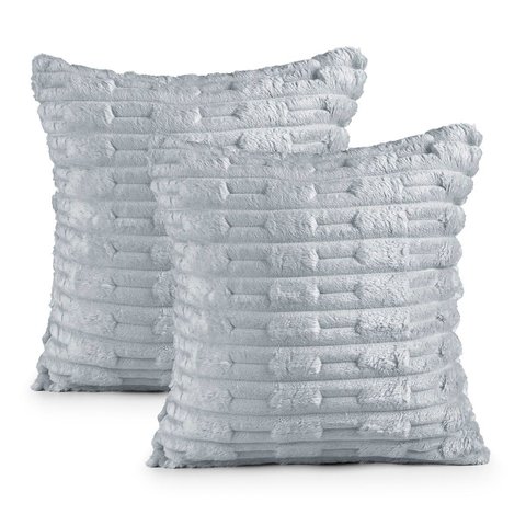 Kit 2 Capas de Almofada Casa Scarpa Polar Manta Ultrasoft com Ziper Decorativa Sofá Sala Quarto Cinz