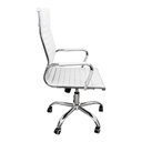 Ver imagem 3 de Cadeira de Escritório Alta Esteirinha Corino Base Rodizio 3301 Branco