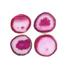 Ver imagem 1 de Cj 4 Porta Copo Ágata Rosa Com Banho De Ouro