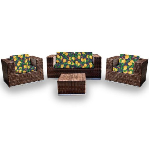 Conjunto Bora Bora - 1 Sofá 2 Lugares + 2 Poltronas + 1 Mesa de Centro - Zanzibar