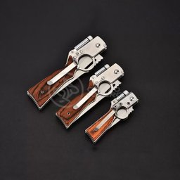 Canivete Carabina com Lanterna Dobrável Aço Inox Sobrevivência Automático Tático - 3