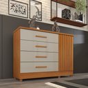 Ver imagem 2 de Cômoda Barcelona com Pés 4 Gavetas e 1 Porta Ripada Tcil:cinamomo/off