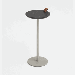 Mesa de Apoio Halter - Tampo Ebano - Base Aço Carbono - Altura 55cm