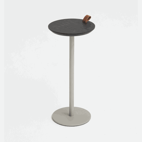 Mesa de Apoio Halter - Tampo Ebano - Base Aço Carbono - Altura 55cm