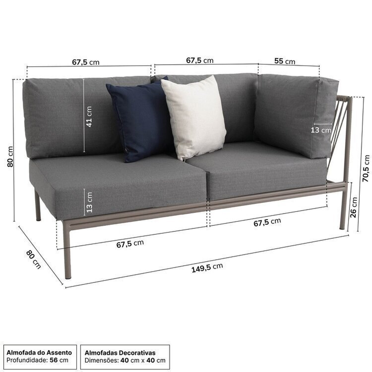 Conjunto Jardim e Varanda 1 Chaise Direita 1 Sofá 1 Puff Refúgio Cabecasa madeiramadeira - 2