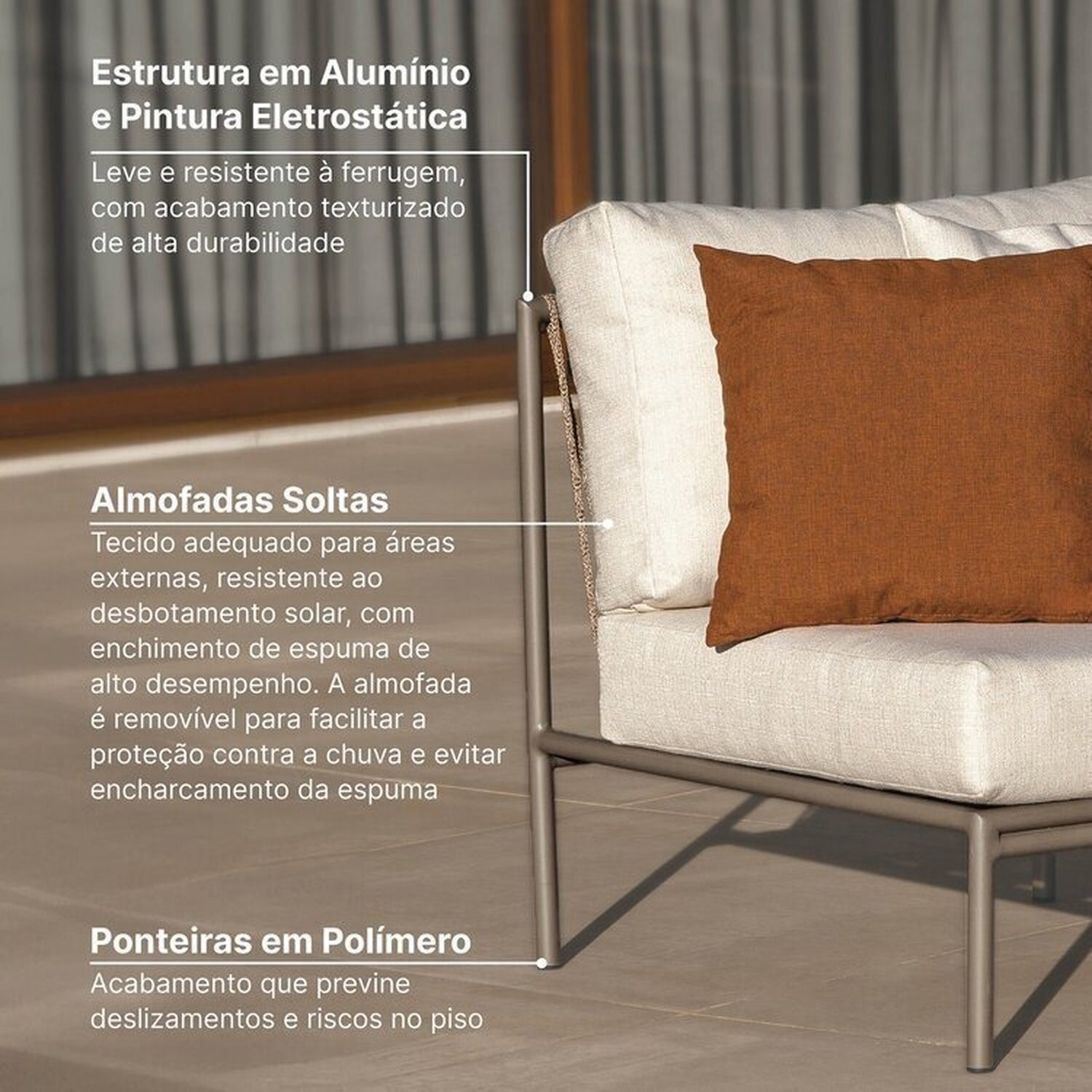 Conjunto Jardim e Varanda 1 Chaise Direita 1 Sofá 1 Puff Refúgio Cabecasa madeiramadeira - 6