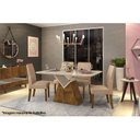 Ver imagem 5 de Mesa de Sala Jantar Argo C/tampo Madeirado Vidro Curvo 136x90cm Cedro/off White/off White - Dj Mó