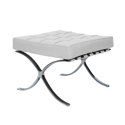 Banqueta Barcelona Base Cromada Couro Natural Legitimo:branco