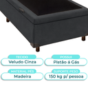 Ver imagem 2 de Cama Box Bau Solteiro Blindado Nature Cinza 88x188