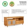 Conjunto Sala de Estar Buffet Aparador Deltan 4p e Rack para Tv Madeira Maciça Preto / Imbuia - 5