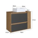 Ver imagem 4 de Gabinete de Banheiro Suspenso 80cm Estela com 01 Gavetão, 1 Basculante com Cuba Marrom/Mel/Grafite