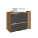 Ver imagem 3 de Gabinete de Banheiro Suspenso 80cm Estela com 01 Gavetão, 1 Basculante com Cuba Marrom/Mel/Grafite