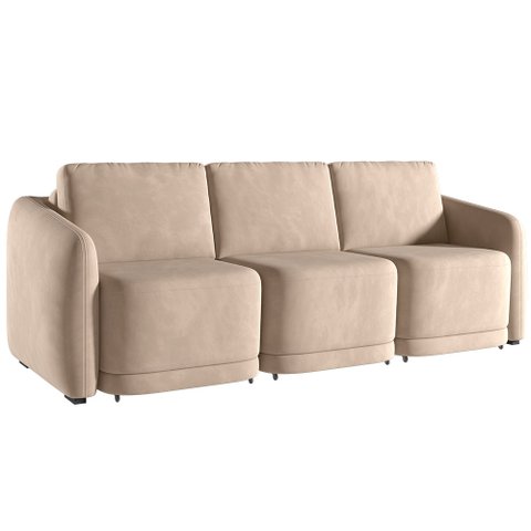 Sofá Cama Casal para Sala 336cm Polska K04 Veludo Bege - Mpozenato