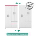 Ver imagem 3 de Guarda Roupa Solteiro 04 Portas Lotus Branco Rosa Demobile