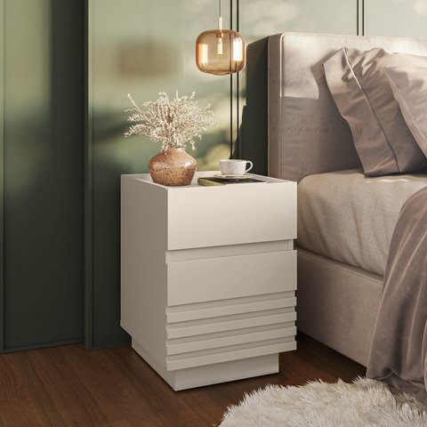 Mesa de Cabeceira 2 Gavetas Samambaia CabeCasa MadeiraOriginals Branco
