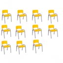 Ver imagem 1 de Kit 11 Cadeira Iso Infantil Creche, Base Cinza Amarelo