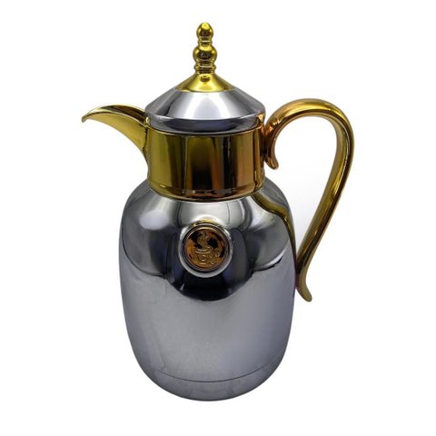 Garrafa Térmica com Banhos Especiais Prata com Dourado 700ml 27x19x14cm