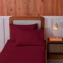 Ver imagem 1 de Jogo de Cama Solteiro 100% Algodão 2 Peças Vivaldi Liso Merlot