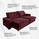 Ver imagem 4 de Sofá Califórnia Retrátil e Reclinável 5 Lugares 2,50m com Molas Ensacadas e Pillow Vinho