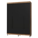 Ver imagem 2 de Guarda-Roupa Solteiro com Pés 4 Portas Batentes Rustic/Preto/Preto Netuno Madesa