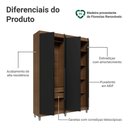 Ver imagem 4 de Guarda-Roupa Solteiro com Pés 4 Portas Batentes Rustic/Preto/Preto Netuno Madesa