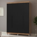 Ver imagem 1 de Guarda-Roupa Solteiro com Pés 4 Portas Batentes Rustic/Preto/Preto Netuno Madesa