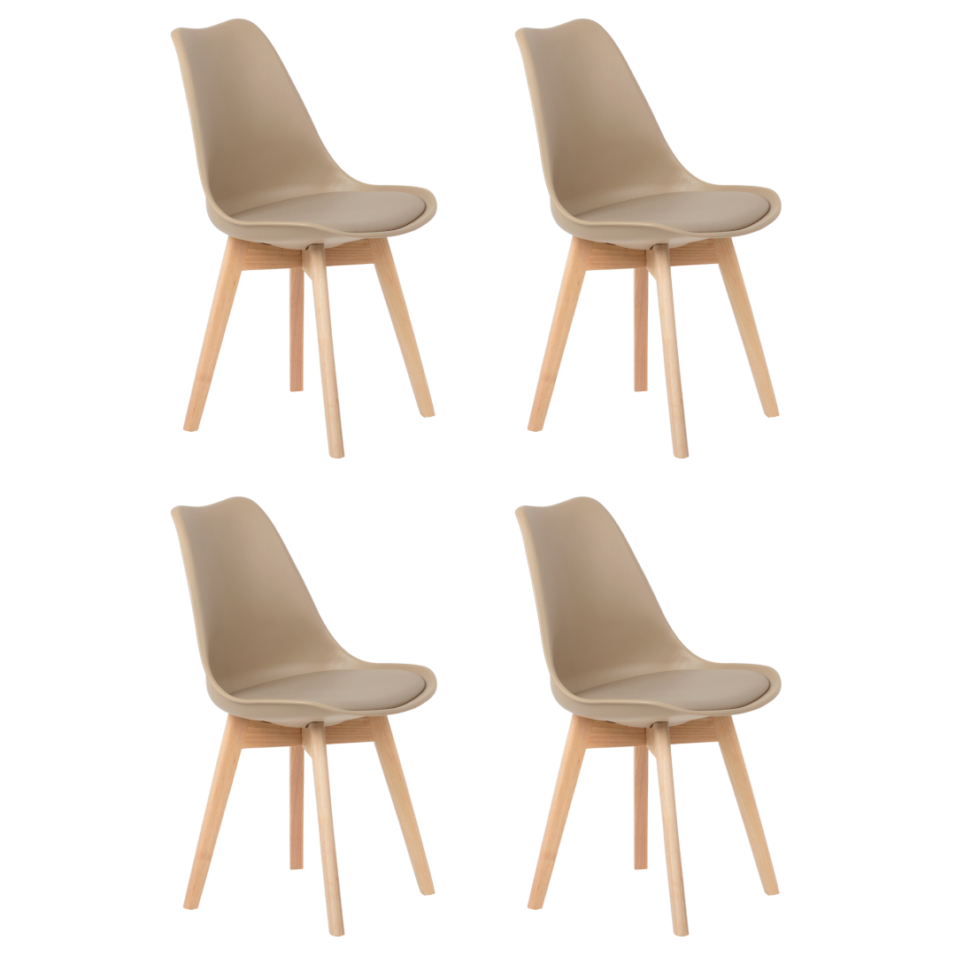 Ver imagem 1 de Kit 4 Cadeiras Design Leda Eames Estofada Wood Fendi