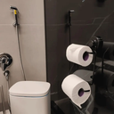 Ver imagem 3 de Papeleira Dupla com Ventosa Porta Papel Higiênico Schmitt:Preto Fosco