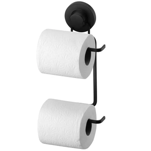 Papeleira Dupla com Ventosa Porta Papel Higiênico Schmitt:Preto Fosco