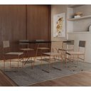 Ver imagem 1 de Mesa Jantar Retangular Industrial Trama 1,50x0,90m Preta com 6 Cadeiras Estofadas Bege e Cobre Vitó