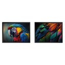 Ver imagem 1 de Kit 2 Quadros 60cm X 80cm Animal Arara e Penas Tropical Artes 