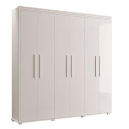 Guarda Roupa Casal 6 Portas Grande 100% Mdf Branco Milão Fênix - 2