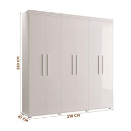 Guarda Roupa Casal 6 Portas Grande 100% Mdf Branco Milão Fênix - 4
