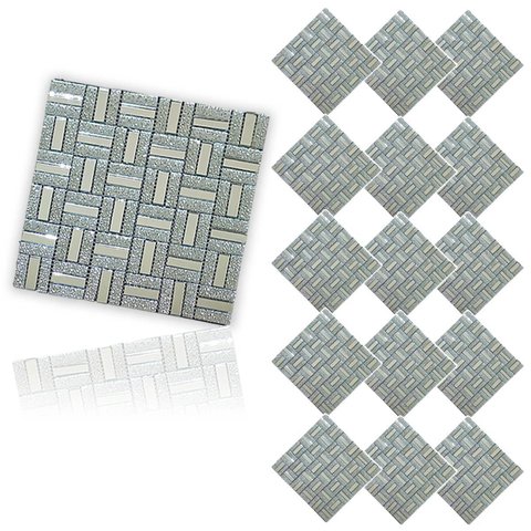 Pastilha De Vidro Autocolante Kit 15 Uni Parede Cozinha Banheiro Decorativa Facil Aplicacao Moderna 