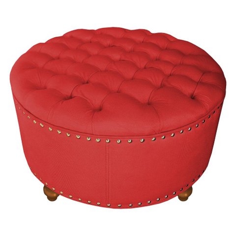 Puff Amora 80 Cm Suede Slk Decor Amara Vermelho