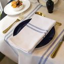 Ver imagem 3 de Trilho de Mesa Juliana - Algodão, Dupla Listra Azul, 50x120cm