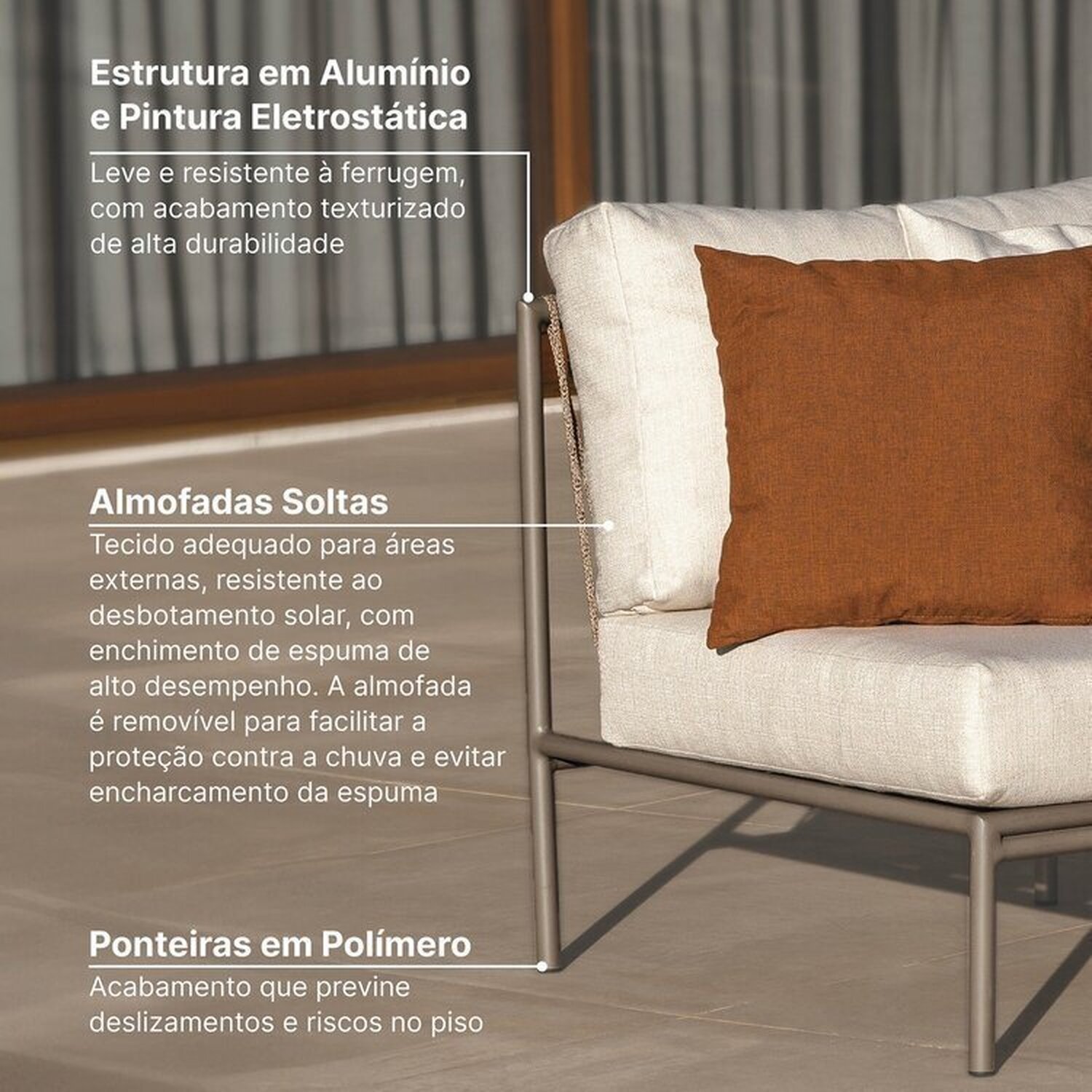 Conjunto Jardim e Varanda 1 Chaise Esquerda 1 Sofá 1 Puff Refúgio Cabecasa madeiramadeira - 6